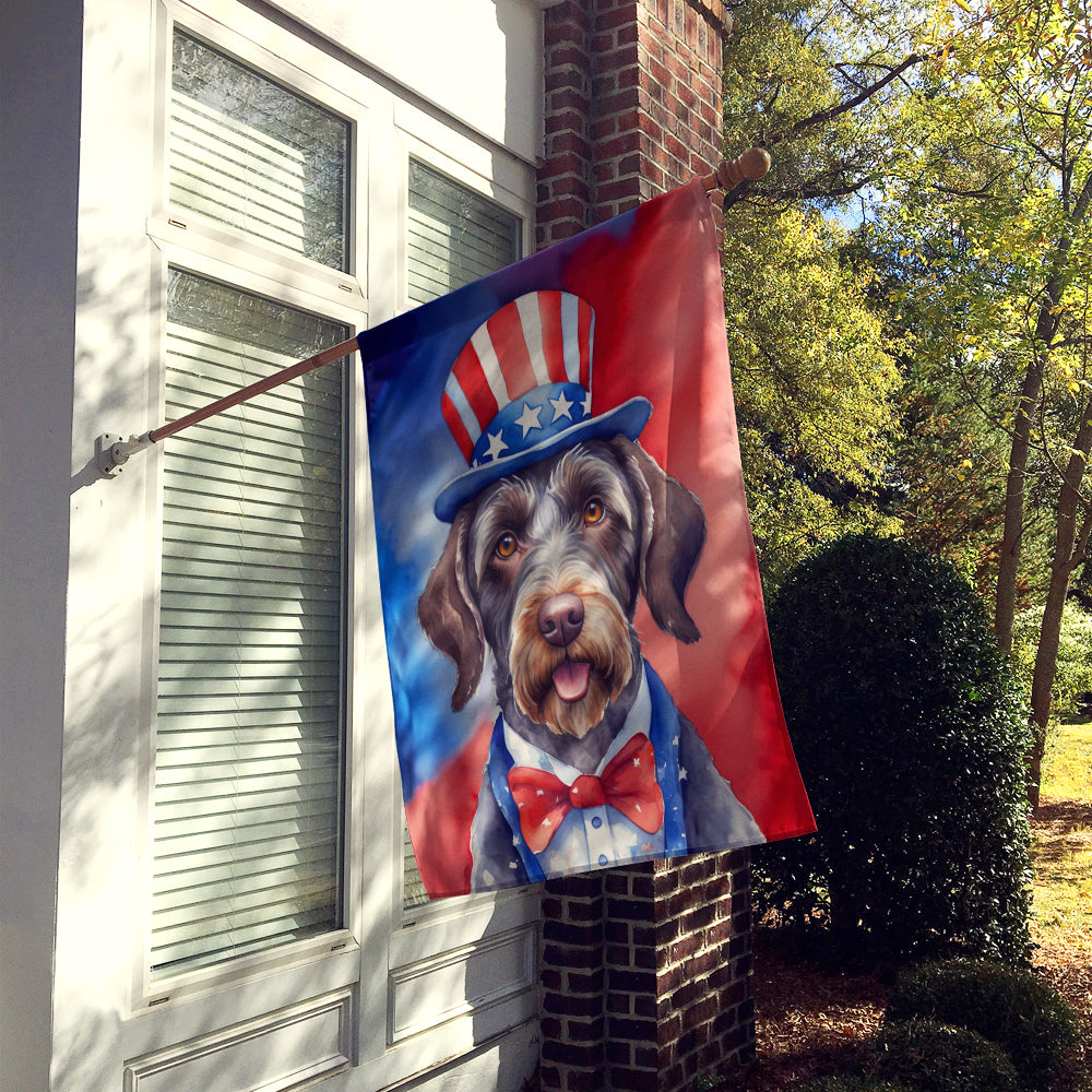 Glamorous Pups : German Wirehaired Pointer Patriotic American House Flag