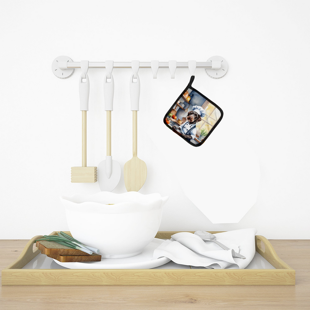 Glamorous Pups : German Wirehaired Pointer The Chef Pair of Pot Holders