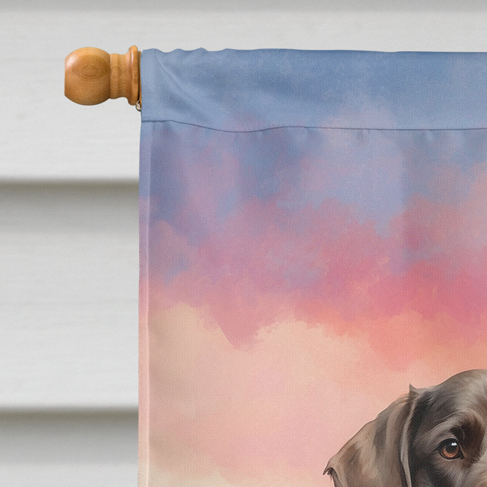 Glamorous Pups : German Wirehaired Pointer Two Hearts House Flag