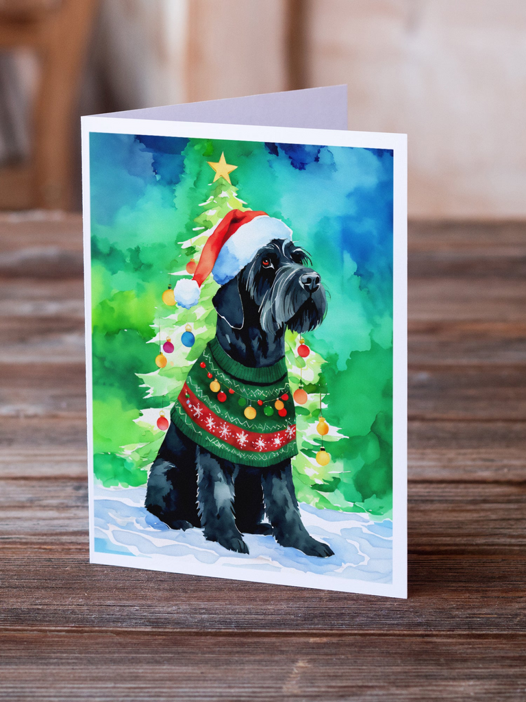 Glamorous Pups : Giant Schnauzer Christmas Greeting Cards Pack of 8