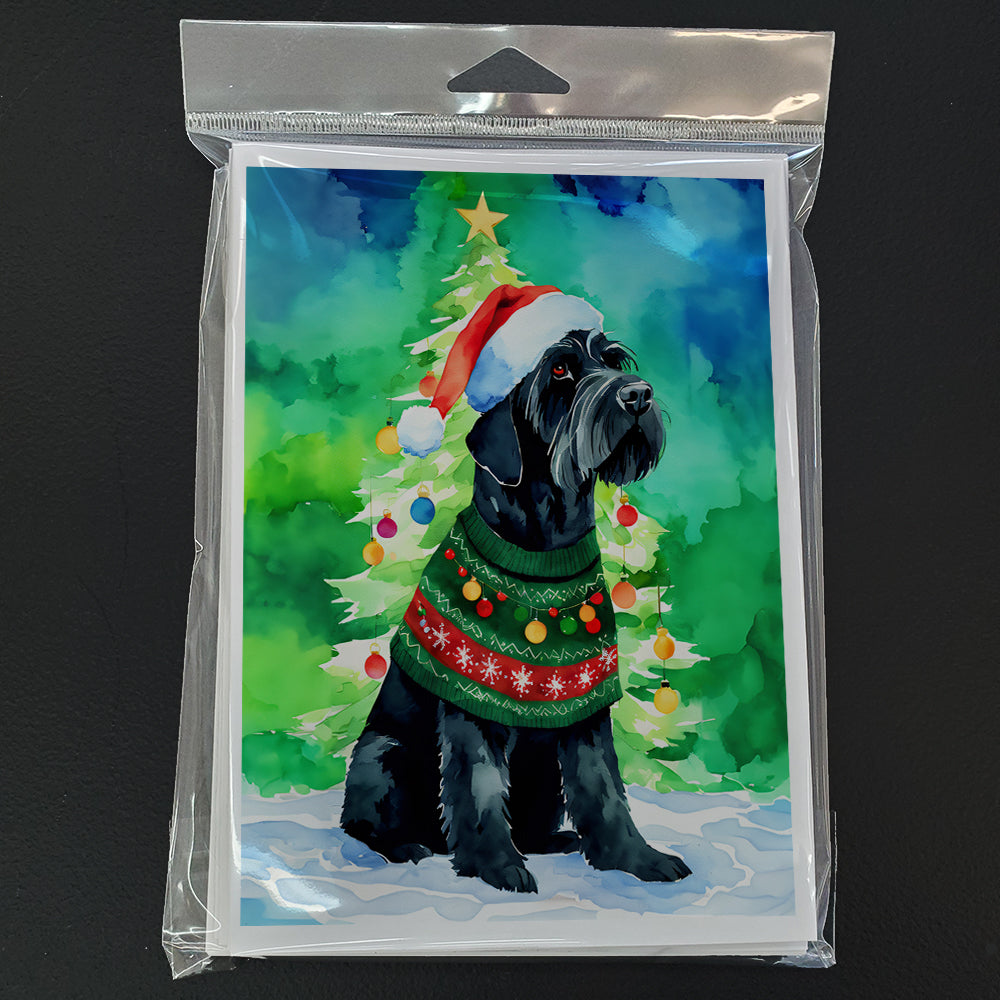 Glamorous Pups : Giant Schnauzer Christmas Greeting Cards Pack of 8