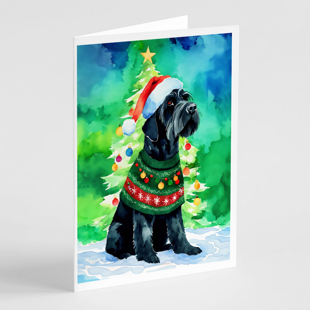 Glamorous Pups : Giant Schnauzer Christmas Greeting Cards Pack of 8