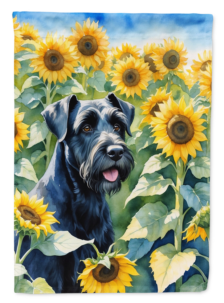 Glamorous Pups : Giant Schnauzer in Sunflowers Garden Flag