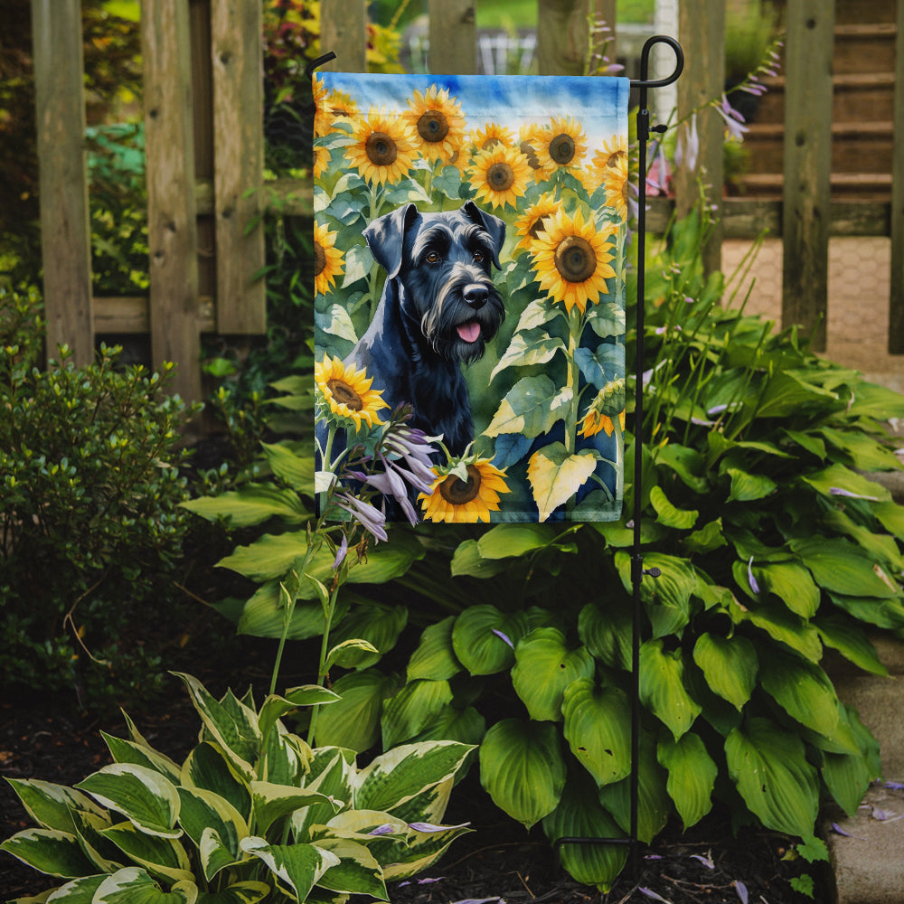 Glamorous Pups : Giant Schnauzer in Sunflowers Garden Flag