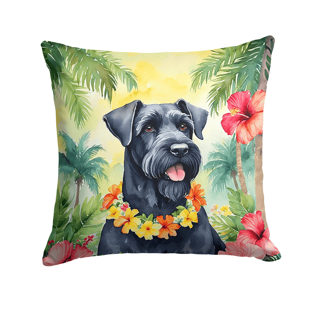 Glamorous Pups : Giant Schnauzer Luau Throw Pillow