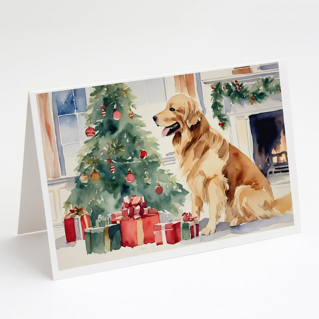 Glamorous Pups : Golden Retriever Cozy Christmas Greeting Cards Pack of 8