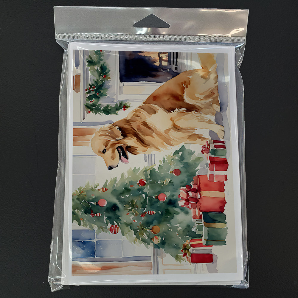 Glamorous Pups : Golden Retriever Cozy Christmas Greeting Cards Pack of 8