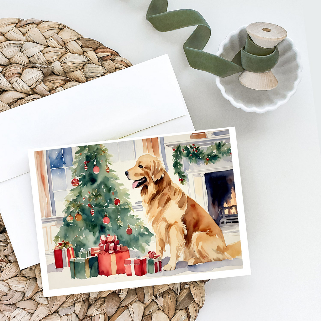 Glamorous Pups : Golden Retriever Cozy Christmas Greeting Cards Pack of 8