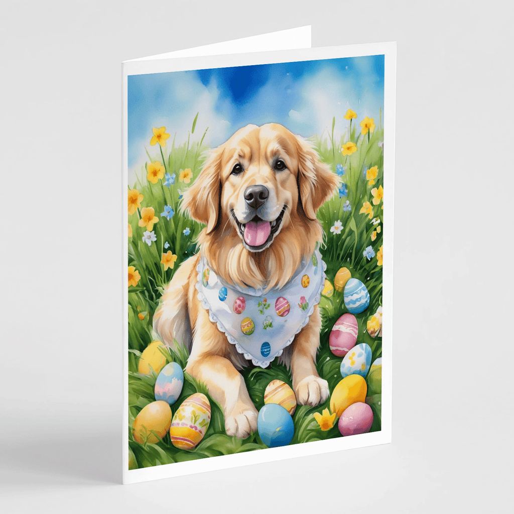 Glamorous Pups : Golden Retriever Easter Egg Hunt Greeting Cards Pack of 8