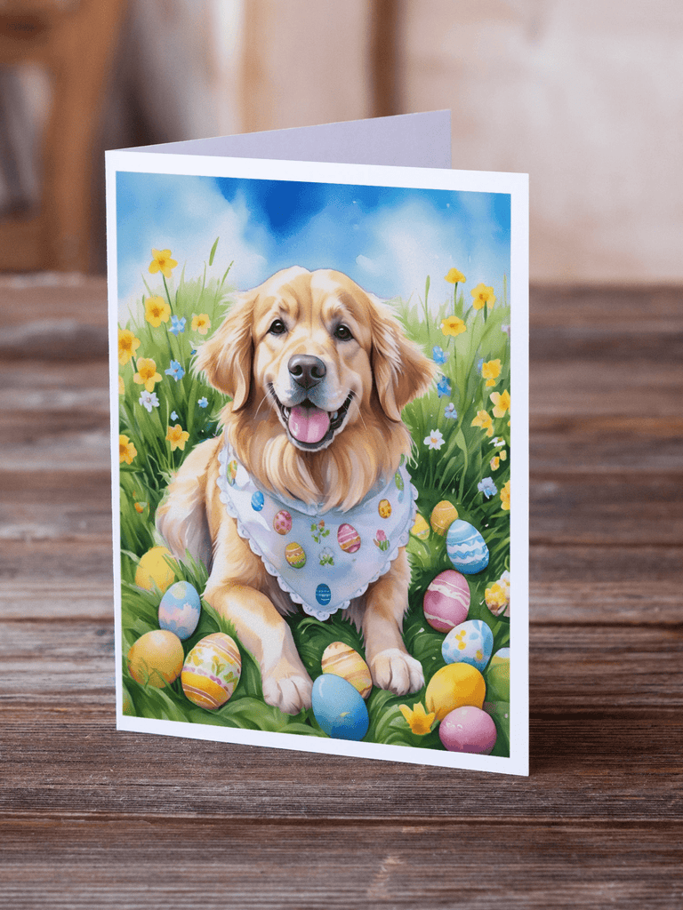 Glamorous Pups : Golden Retriever Easter Egg Hunt Greeting Cards Pack of 8