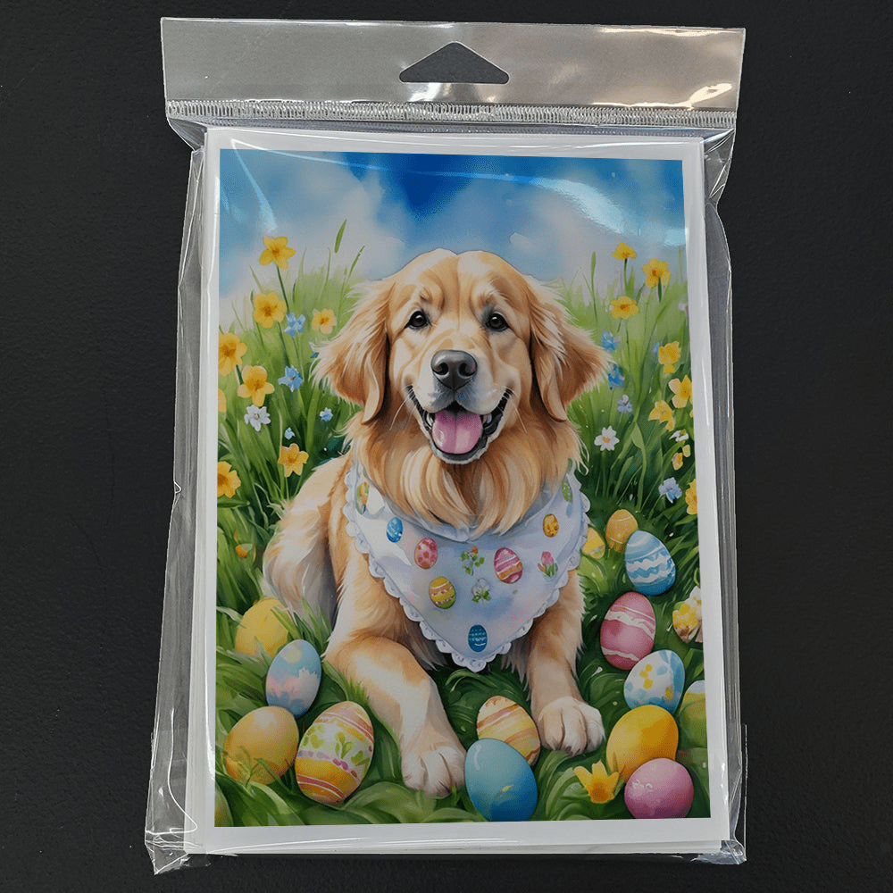 Glamorous Pups : Golden Retriever Easter Egg Hunt Greeting Cards Pack of 8