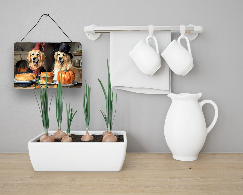 Glamorous Pups : Golden Retriever Fall Kitchen Pumpkins Wall or Door Hanging Prints