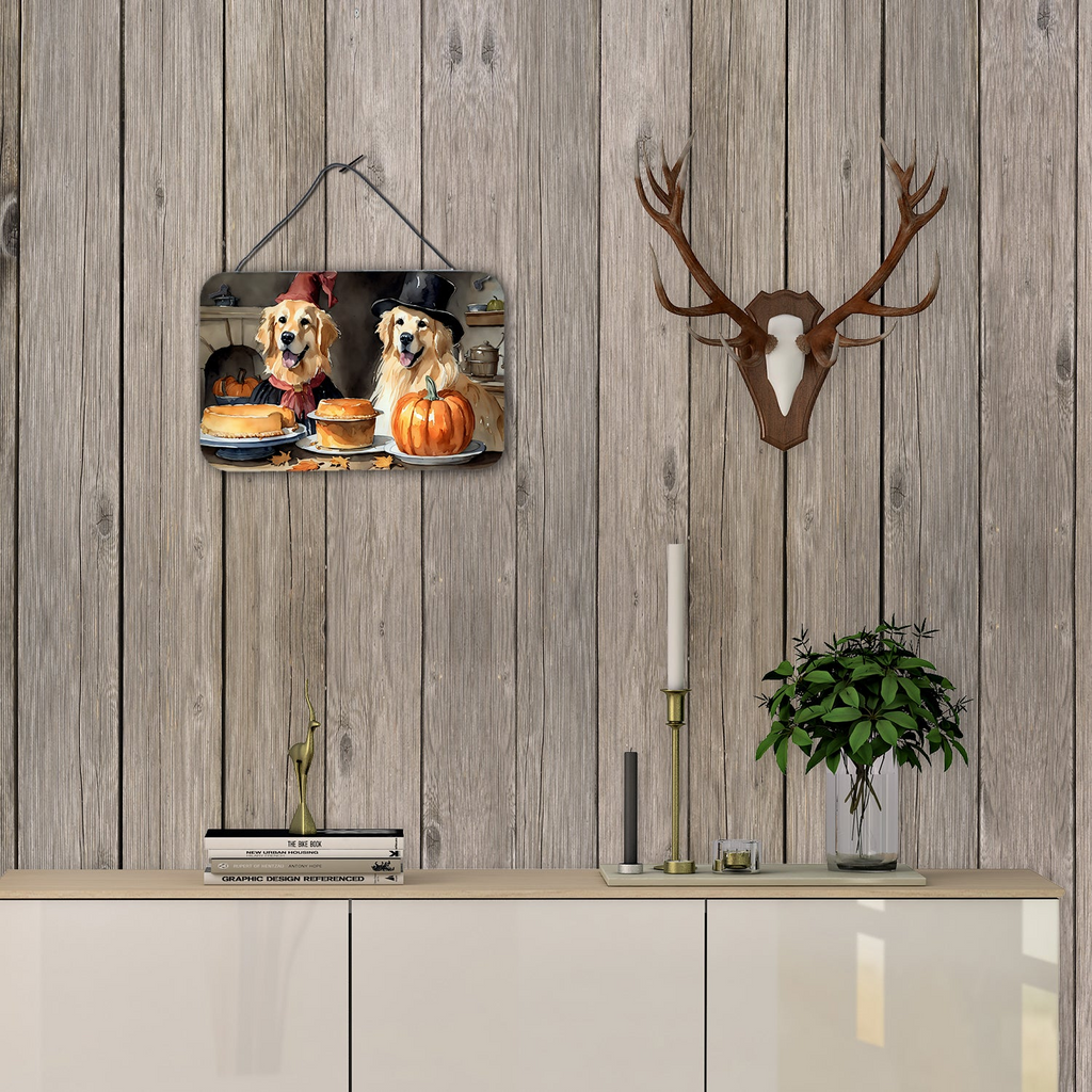 Glamorous Pups : Golden Retriever Fall Kitchen Pumpkins Wall or Door Hanging Prints
