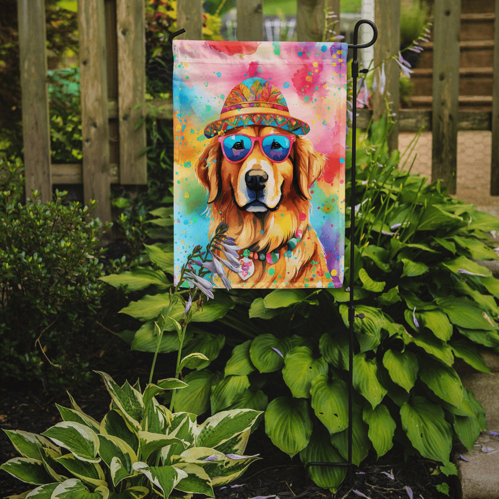 Glamorous Pups : Golden Retriever Hippie Dawg Garden Flag