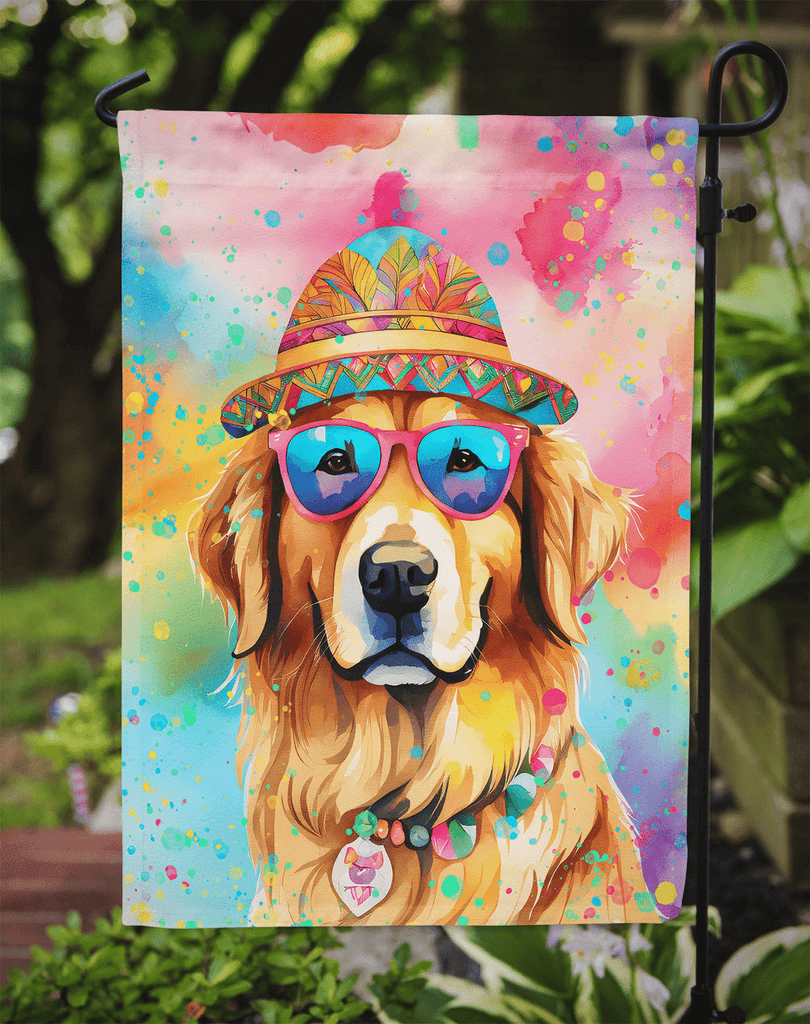 Glamorous Pups : Golden Retriever Hippie Dawg Garden Flag