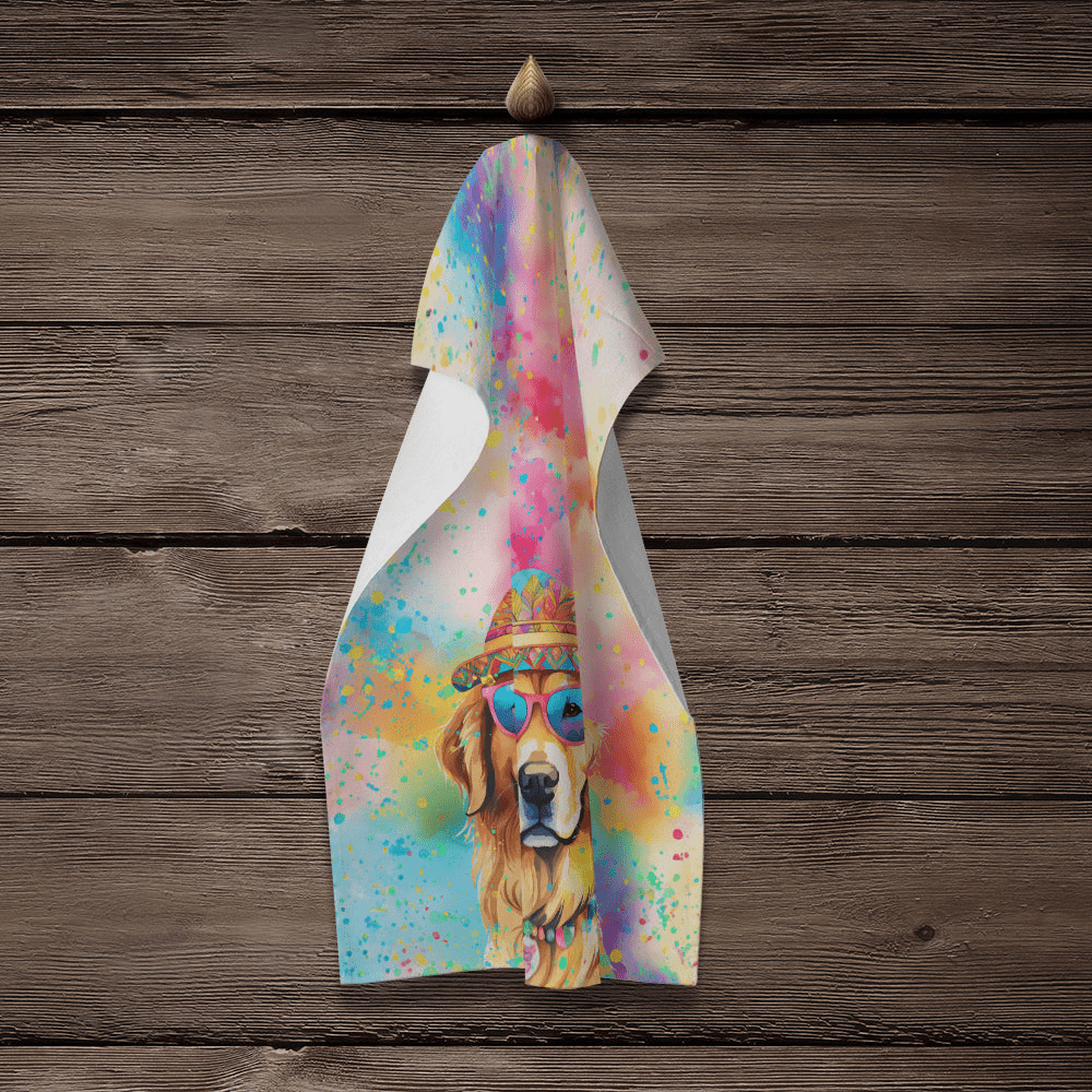 Glamorous Pups : Golden Retriever Hippie Dawg Kitchen Towel