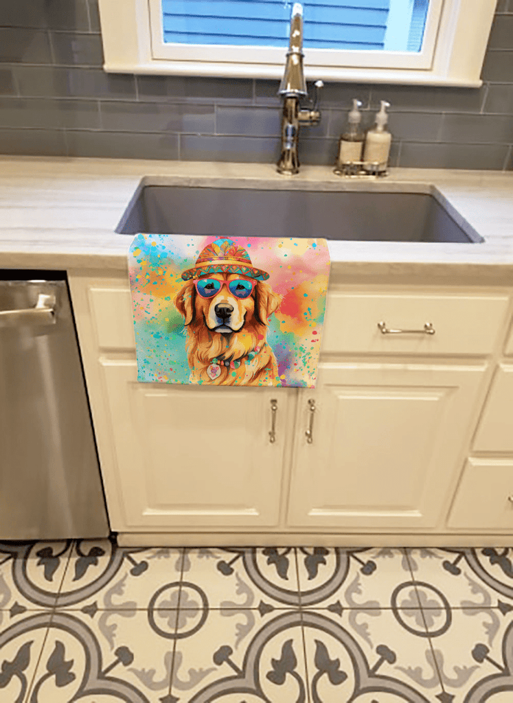 Glamorous Pups : Golden Retriever Hippie Dawg Kitchen Towel