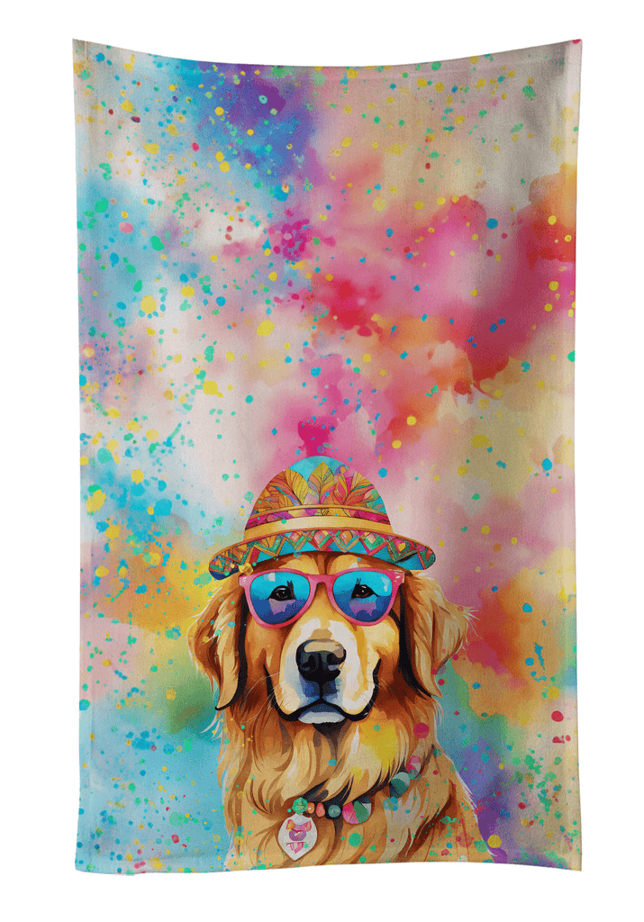 Glamorous Pups : Golden Retriever Hippie Dawg Kitchen Towel