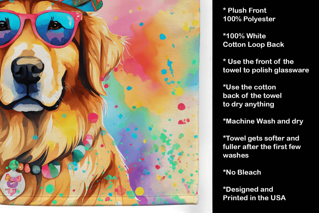 Glamorous Pups : Golden Retriever Hippie Dawg Kitchen Towel