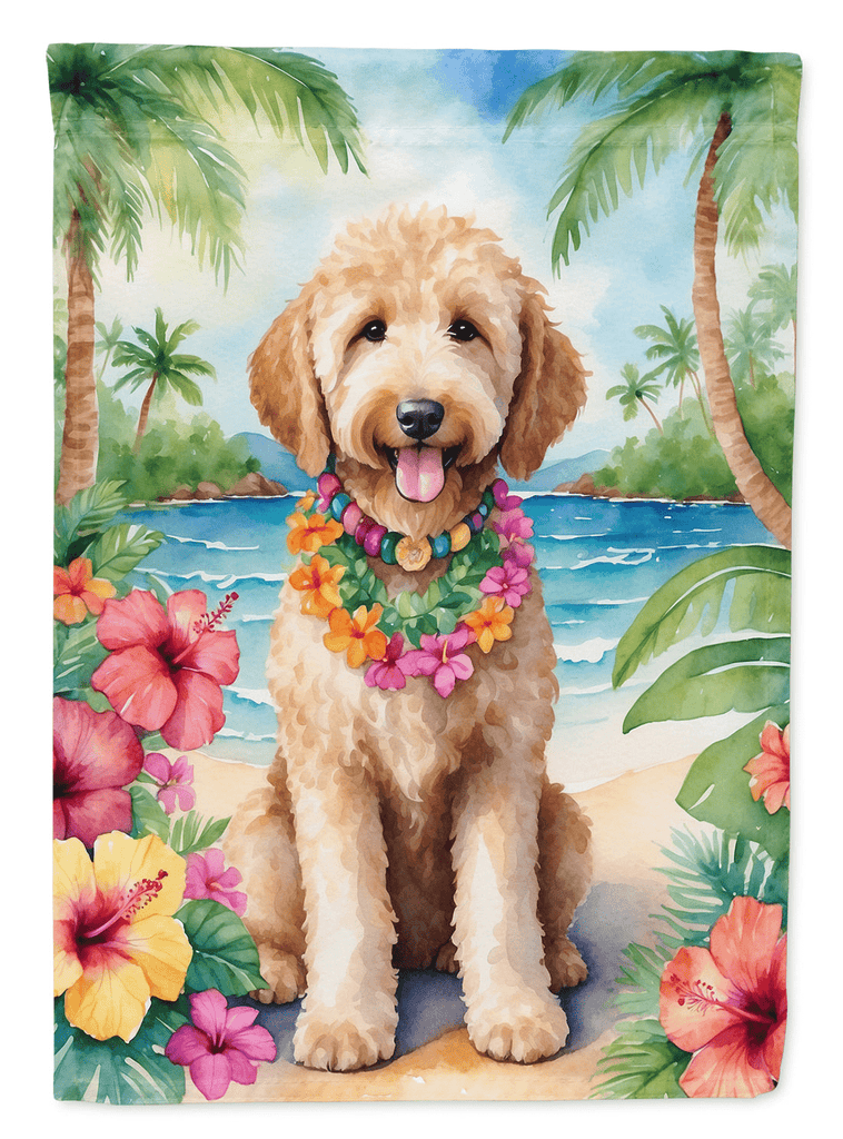 Glamorous Pups : Goldendoodle Luau House Flag
