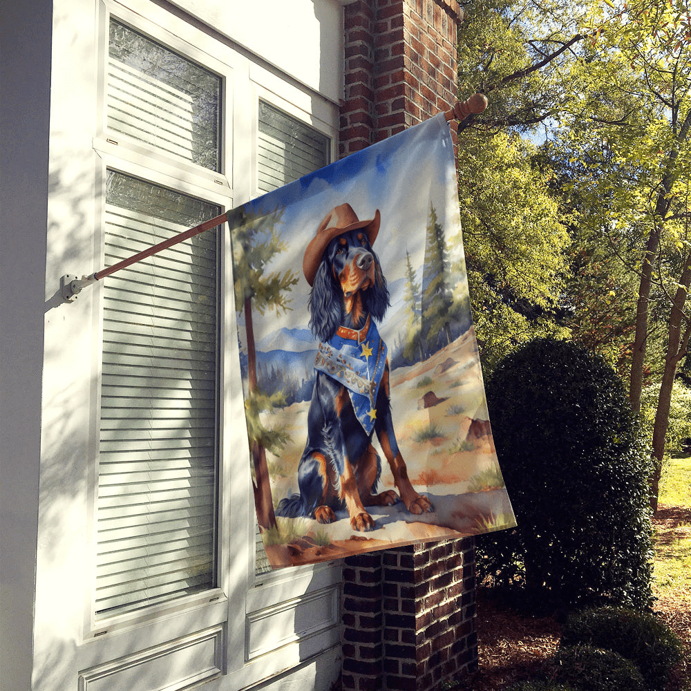 Glamorous Pups : Gordon Setter Cowboy Welcome House Flag