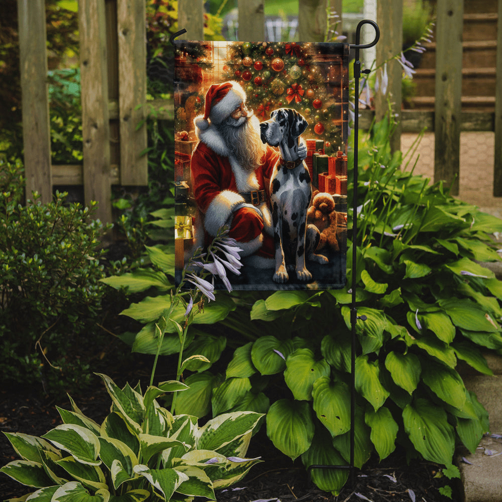 Glamorous Pups : Great Dane and Santa Claus Garden Flag