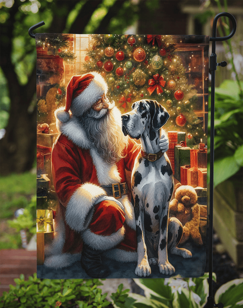 Glamorous Pups : Great Dane and Santa Claus Garden Flag