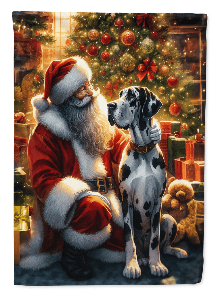 Glamorous Pups : Great Dane and Santa Claus Garden Flag