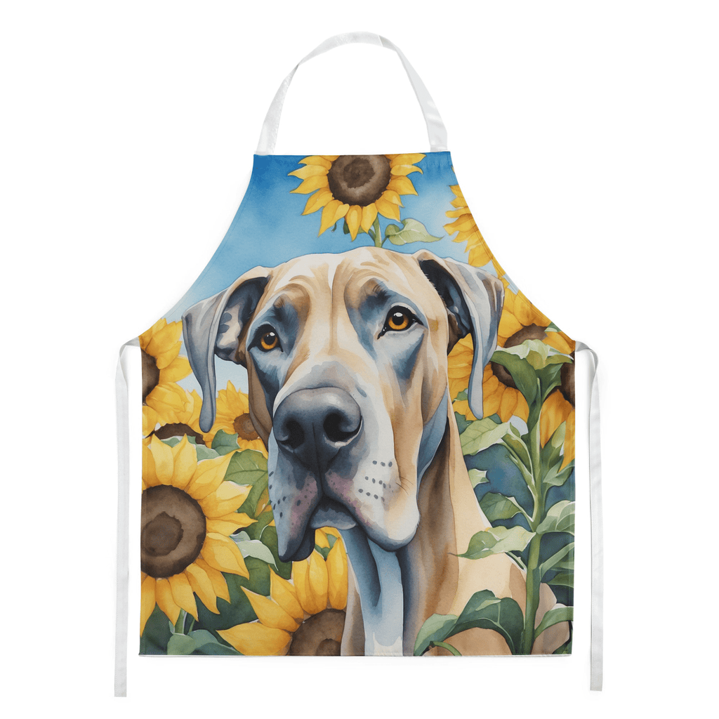 Glamorous Pups : Great Dane in Sunflowers Apron