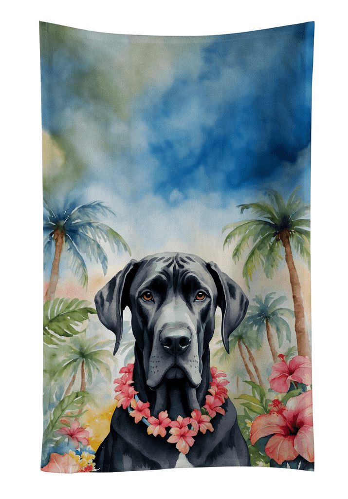 Glamorous Pups : Great Dane Luau Kitchen Towel
