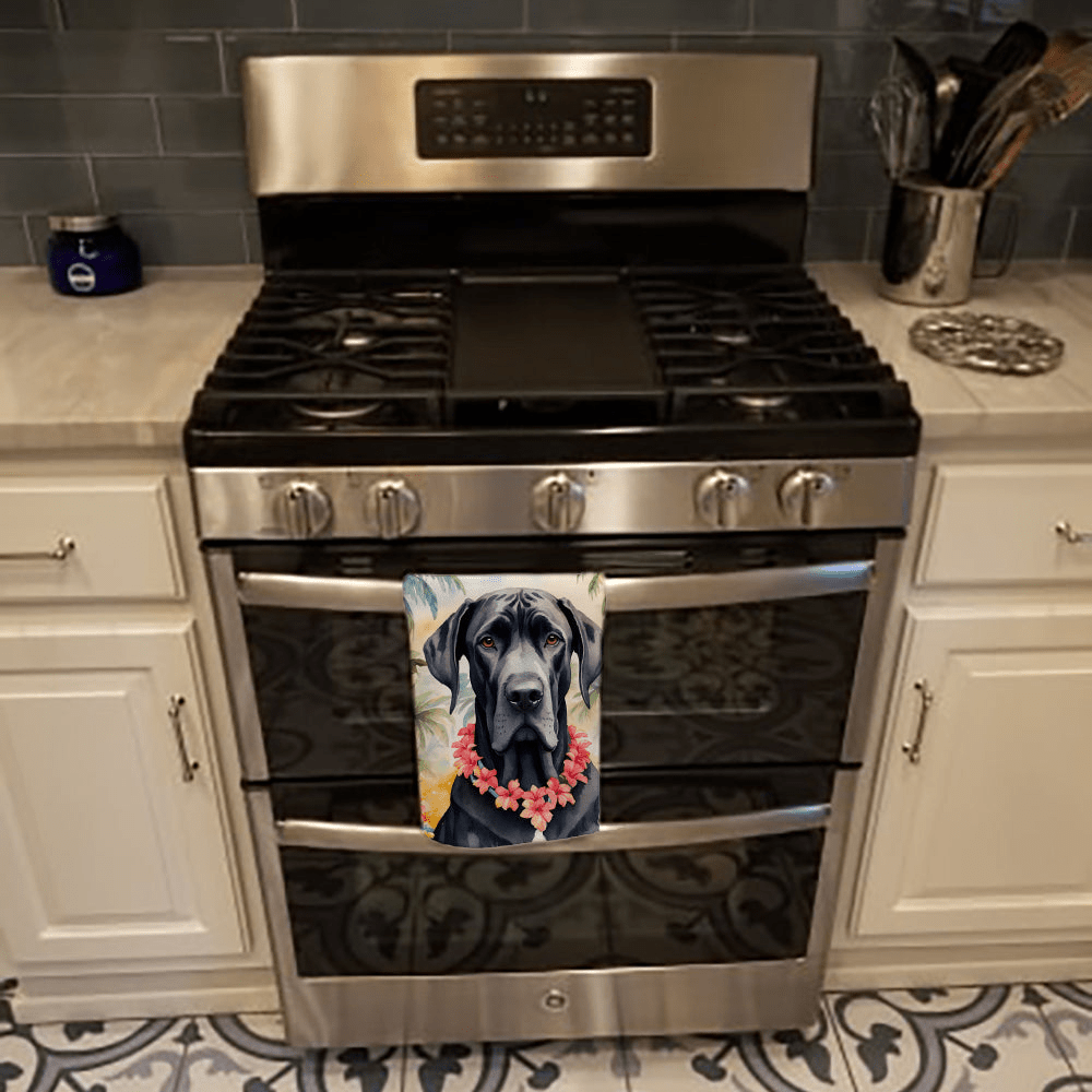 Glamorous Pups : Great Dane Luau Kitchen Towel