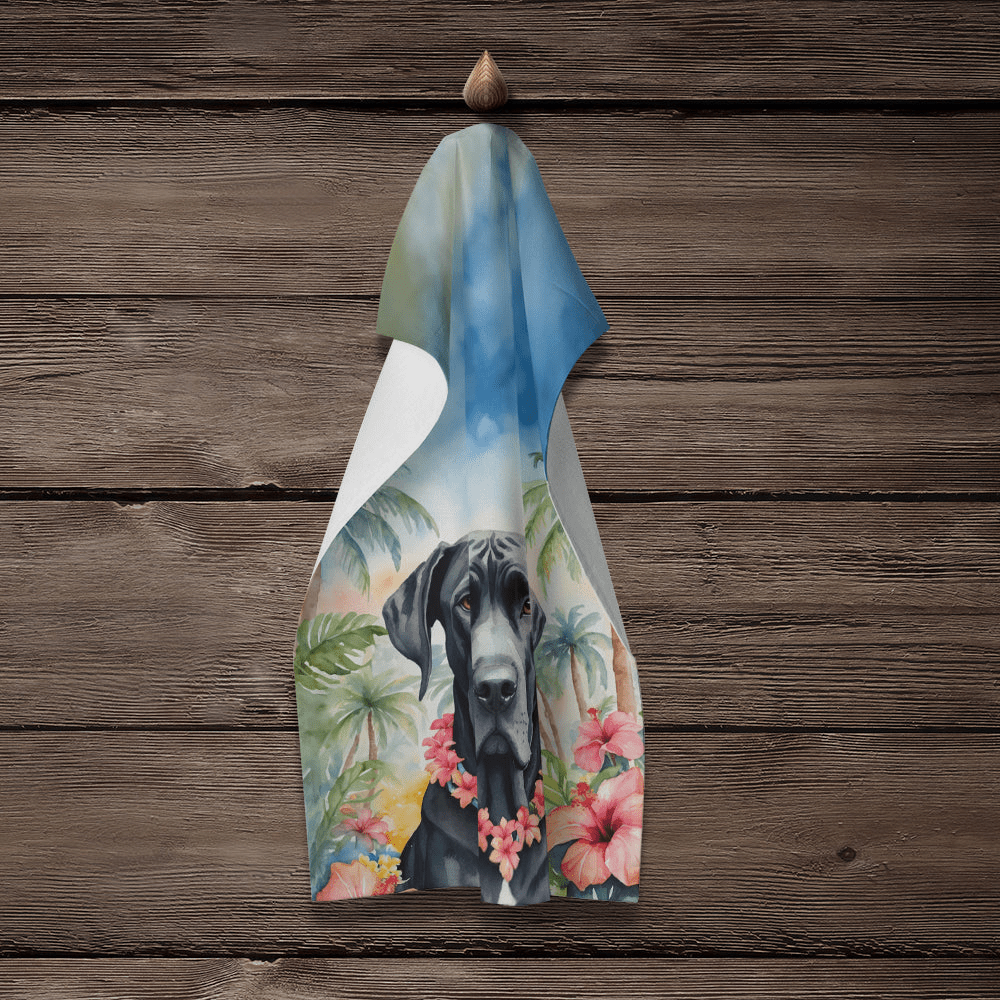 Glamorous Pups : Great Dane Luau Kitchen Towel