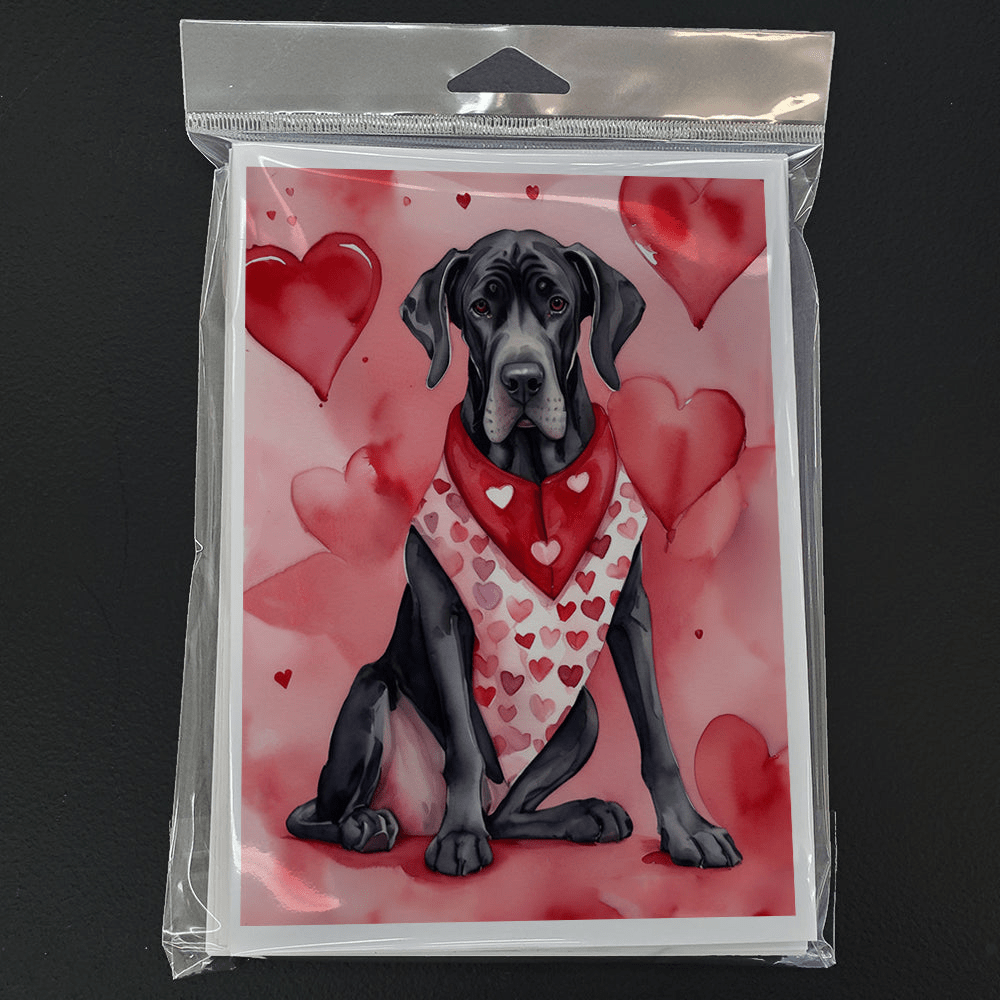 Glamorous Pups : Great Dane My Valentine Greeting Cards Pack of 8