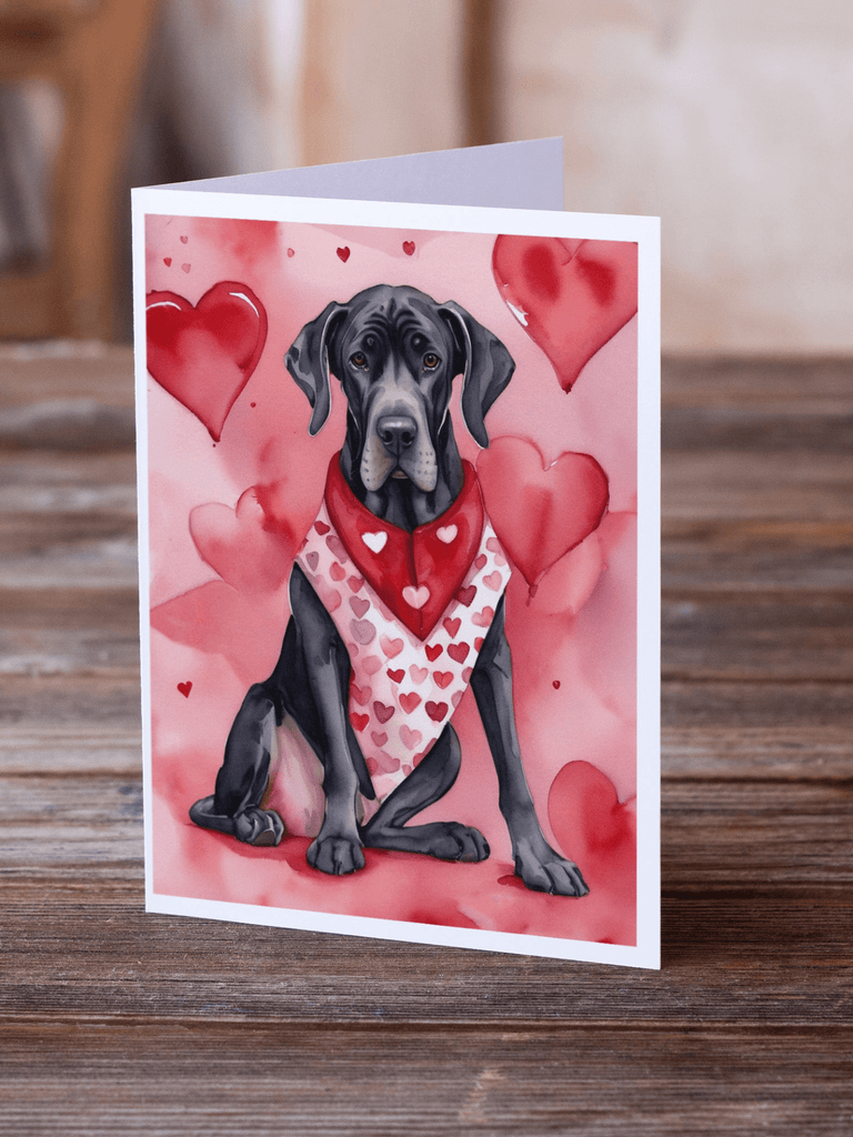 Glamorous Pups : Great Dane My Valentine Greeting Cards Pack of 8
