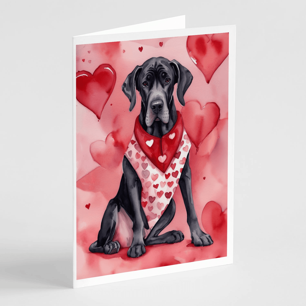 Glamorous Pups : Great Dane My Valentine Greeting Cards Pack of 8