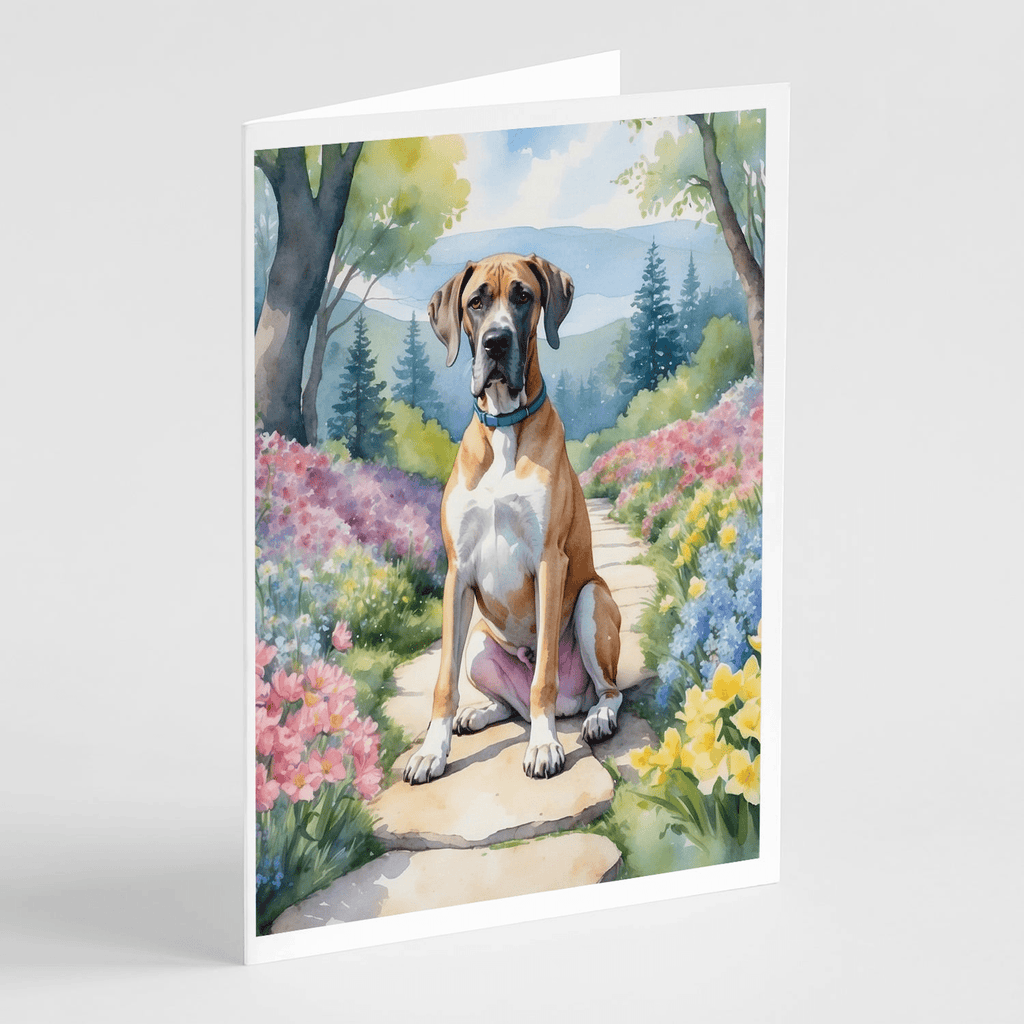 Glamorous Pups : Great Dane Spring Path Greeting Cards Pack of 8