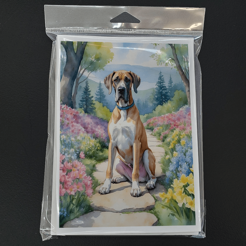 Glamorous Pups : Great Dane Spring Path Greeting Cards Pack of 8