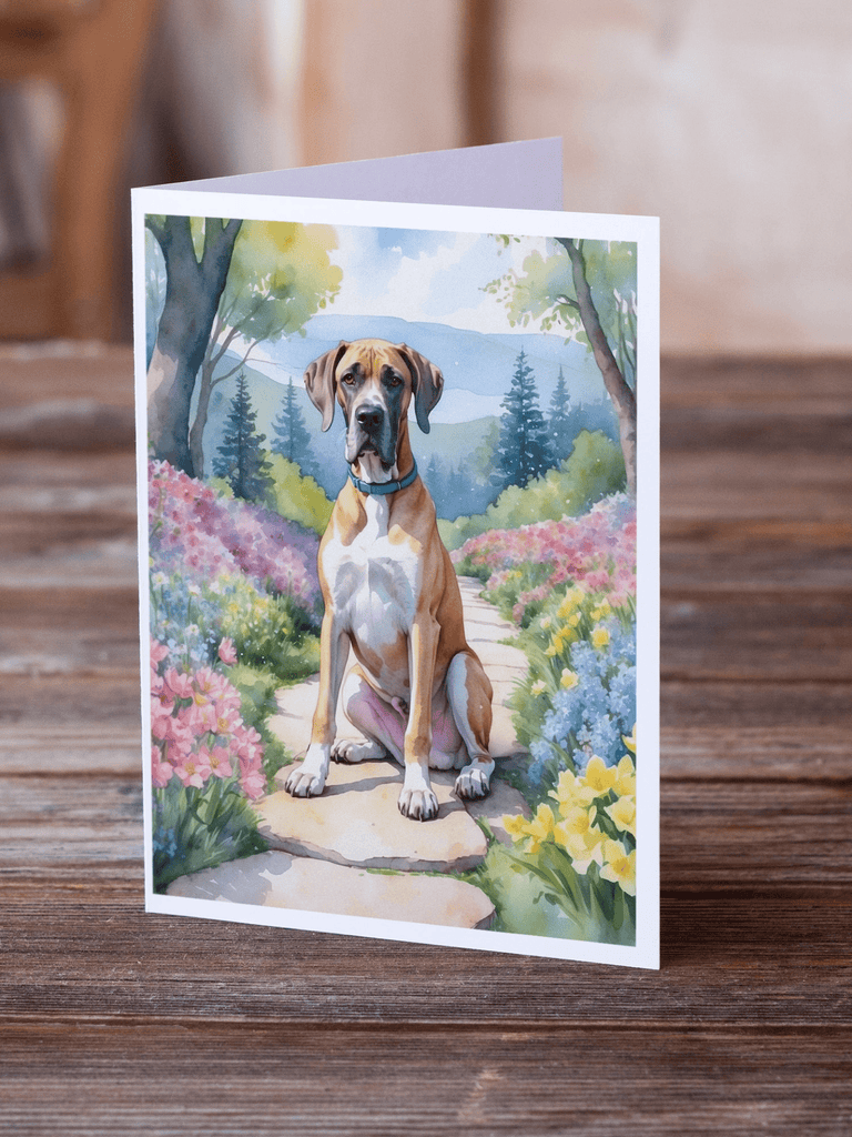 Glamorous Pups : Great Dane Spring Path Greeting Cards Pack of 8