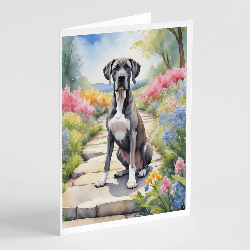 Glamorous Pups : Great Dane Spring Path Greeting Cards Pack of 8