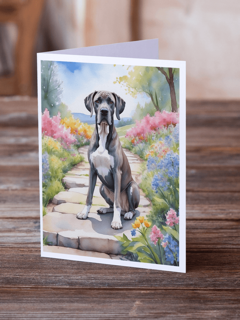 Glamorous Pups : Great Dane Spring Path Greeting Cards Pack of 8