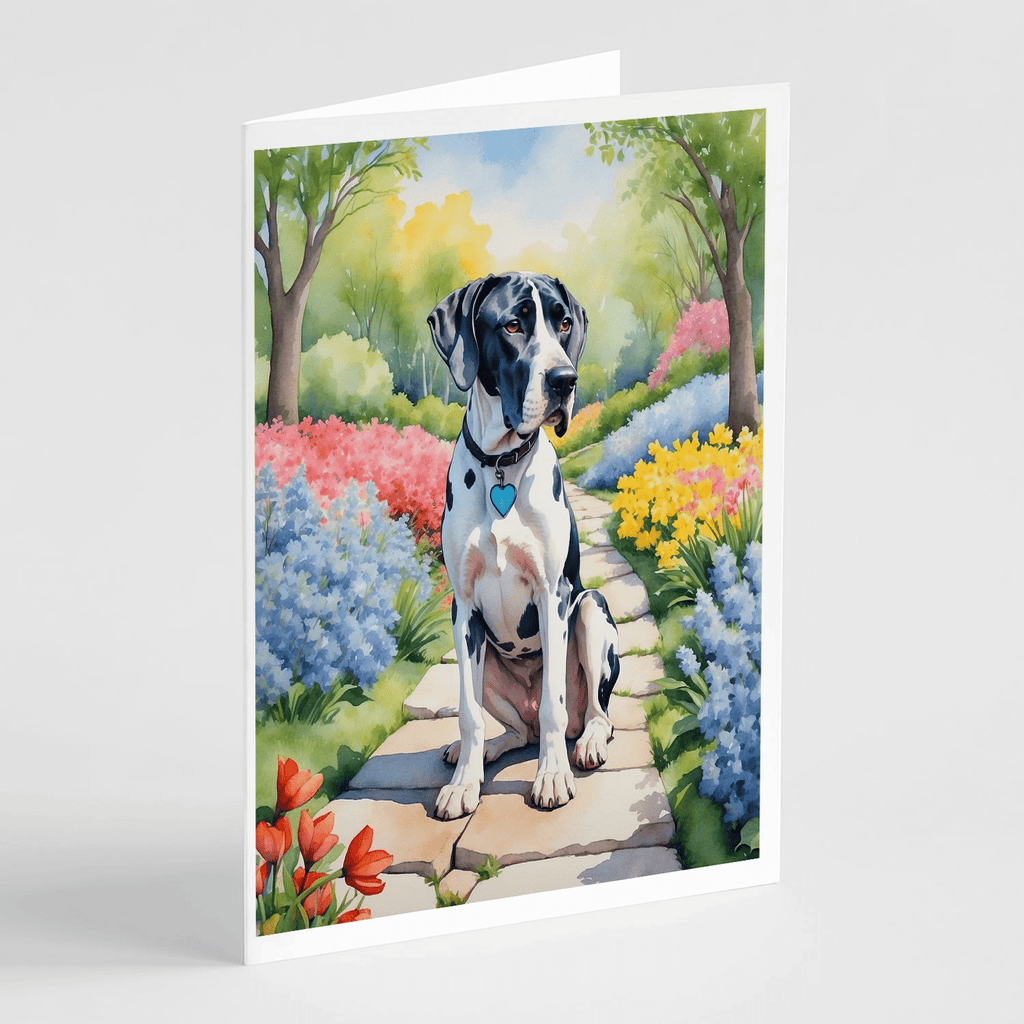 Glamorous Pups : Great Dane Spring Path Greeting Cards Pack of 8