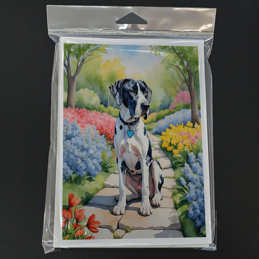 Glamorous Pups : Great Dane Spring Path Greeting Cards Pack of 8