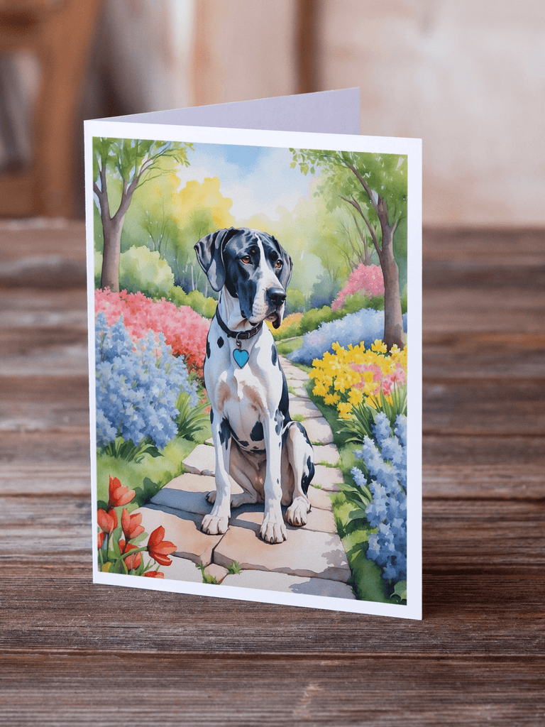 Glamorous Pups : Great Dane Spring Path Greeting Cards Pack of 8