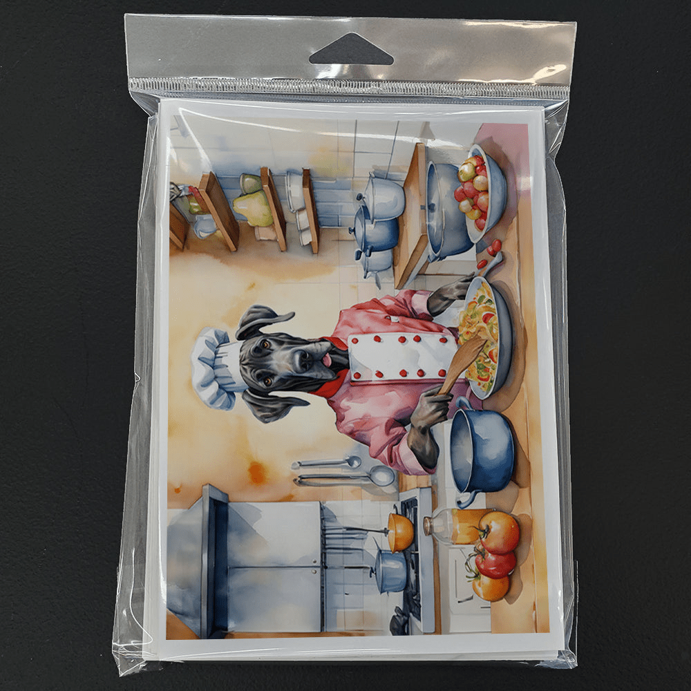 Glamorous Pups : Great Dane The Chef Greeting Cards Pack of 8