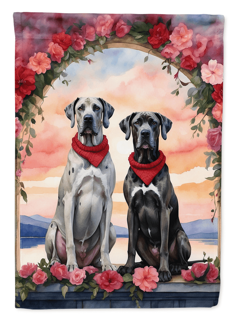 Glamorous Pups : Great Dane Two Hearts House Flag