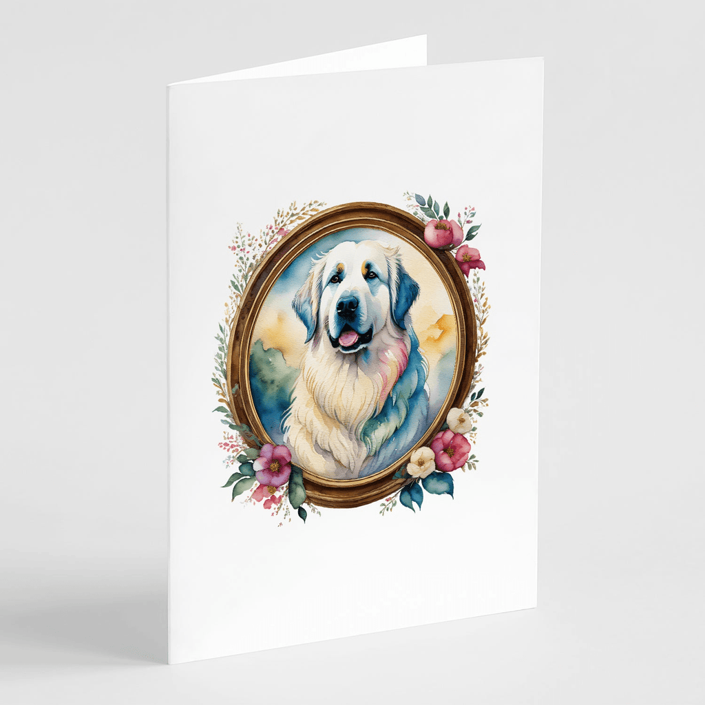 Glamorous Pups : Great Pyrenees and Flowers Greeting Cards Pack of 8