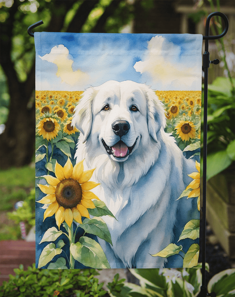 Glamorous Pups : Great Pyrenees in Sunflowers Garden Flag