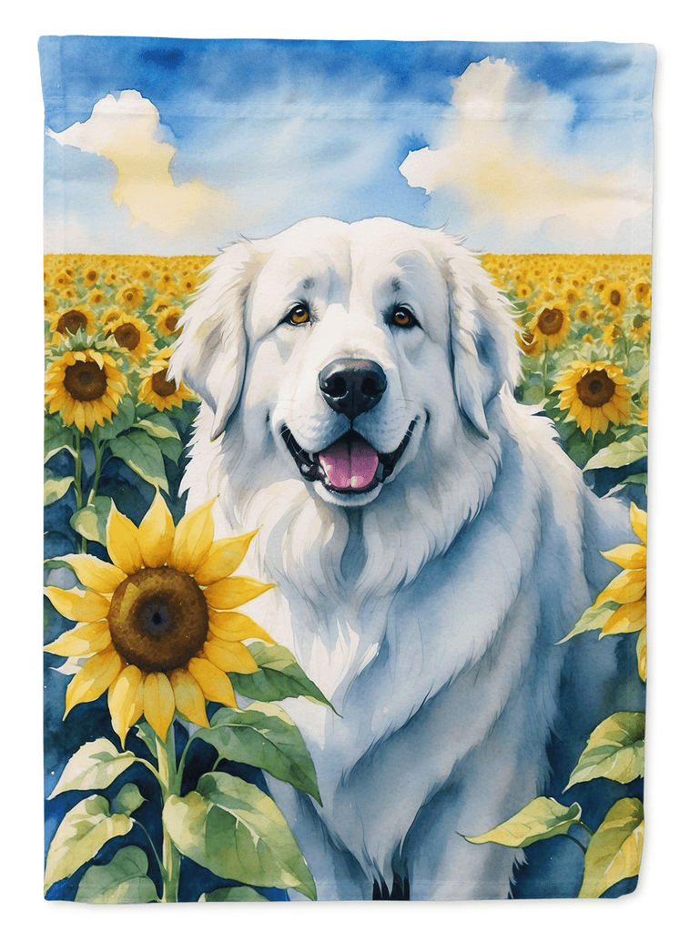 Glamorous Pups : Great Pyrenees in Sunflowers Garden Flag
