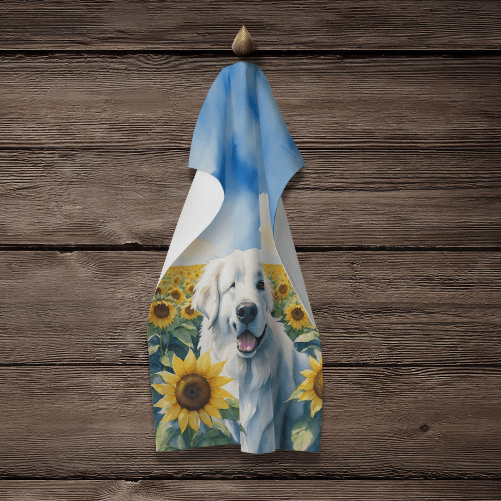 Glamorous Pups : Great Pyrenees in Sunflowers Kitchen Towel