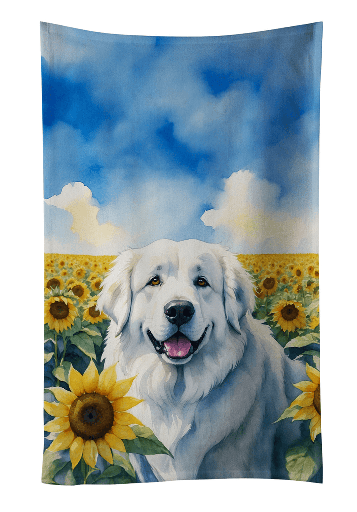 Glamorous Pups : Great Pyrenees in Sunflowers Kitchen Towel